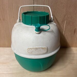 Vintage Poloron Drink Cooler Jug Green White 1 Gallon Vacucel Insulated USA
